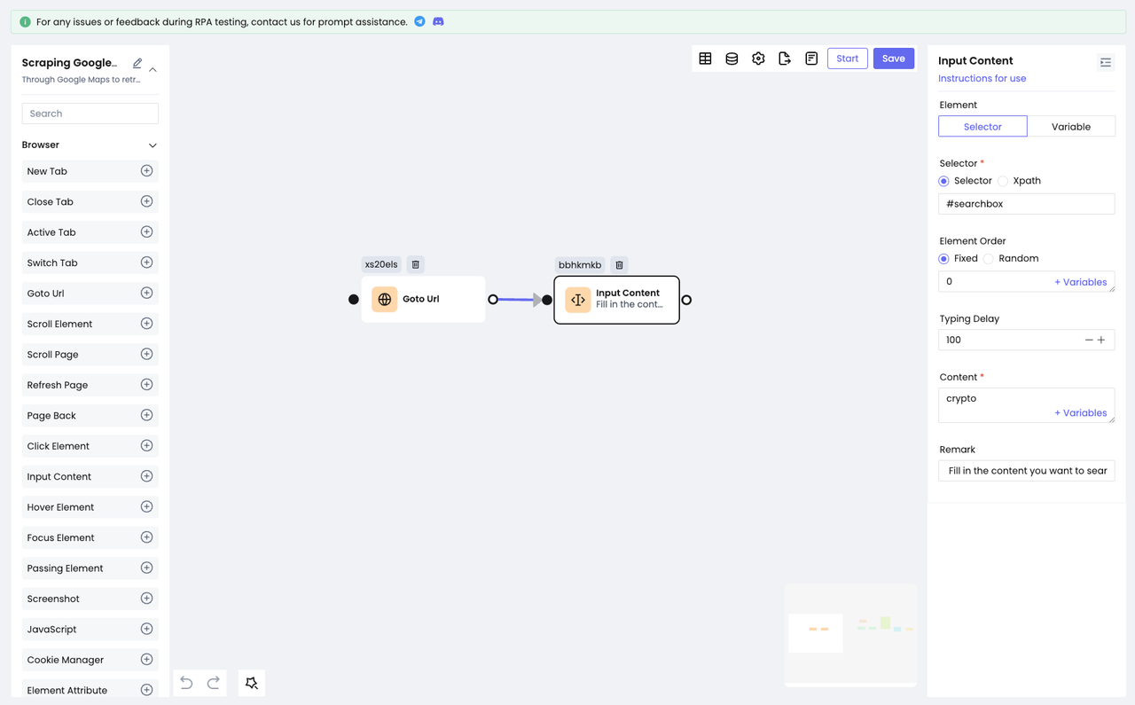 Adding the Input Content node