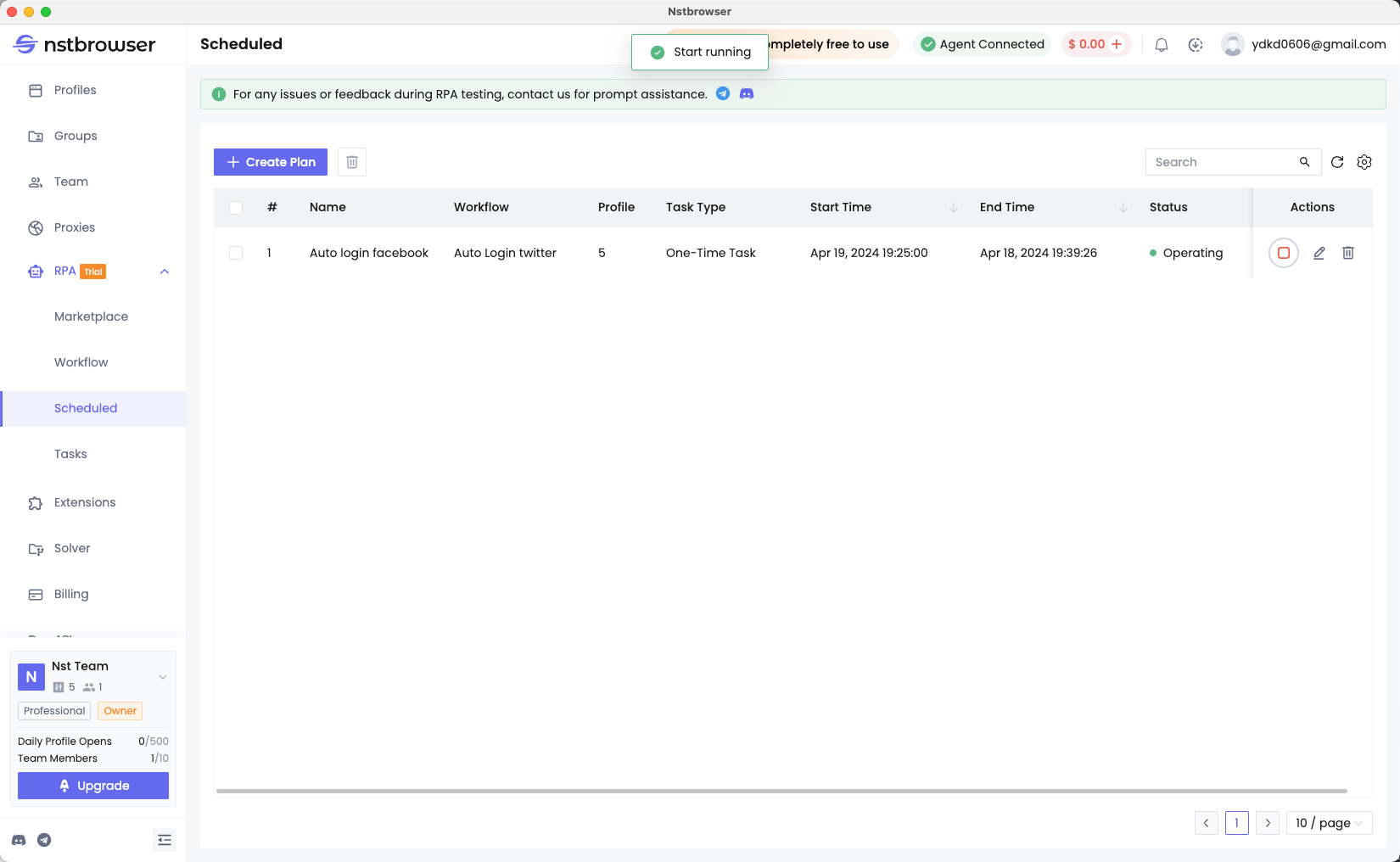 execute Schedule in Nstbrowser