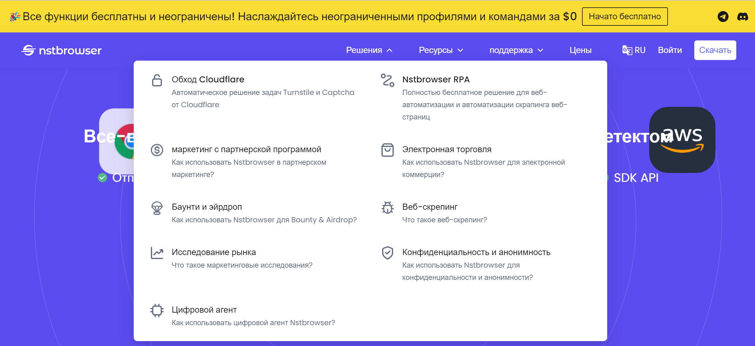 Nstbrowser Решения