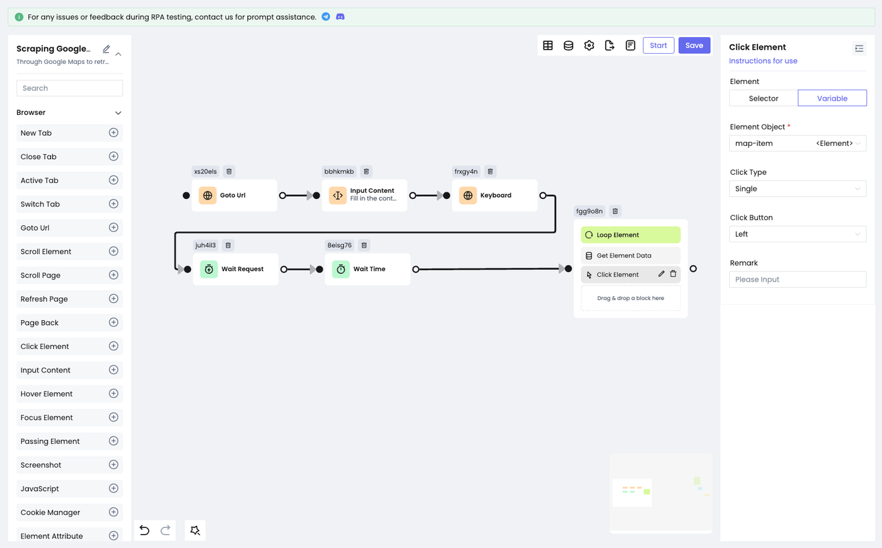 Using the Click Element node