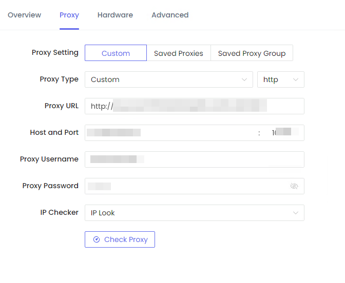 Enter proxy details into Nstbrowser