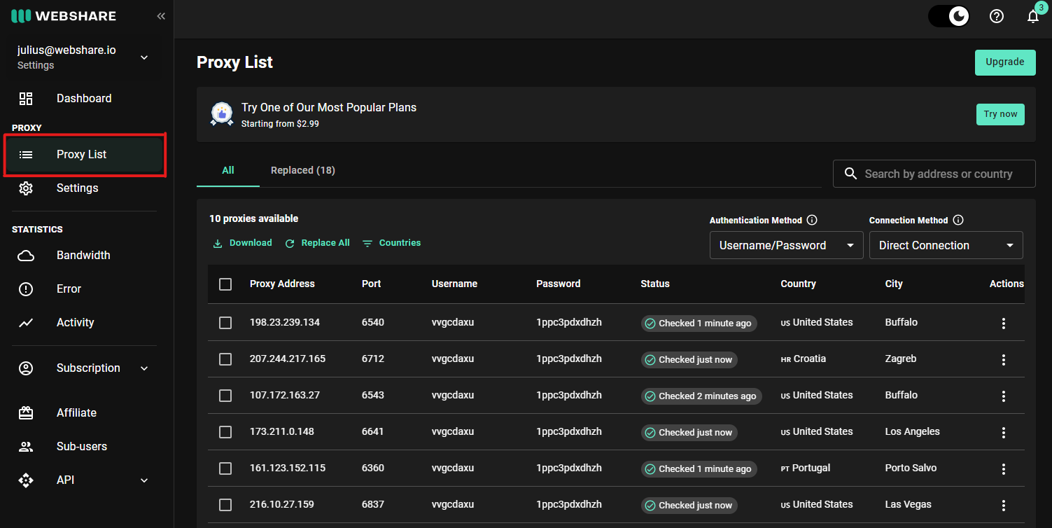 Set Up Webshare Proxies