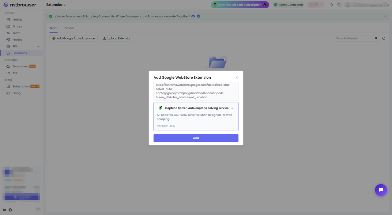 Confirm the extension