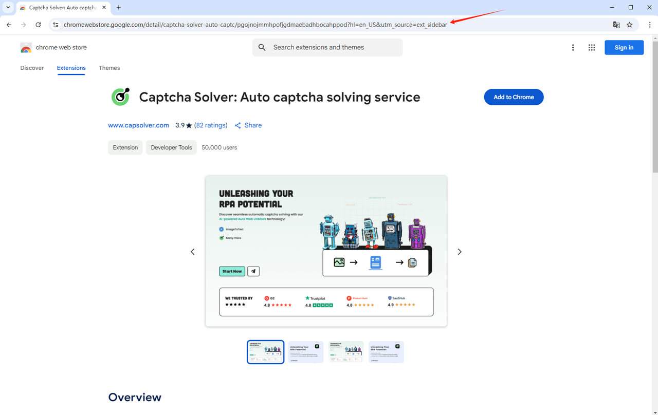 Copy the extension link