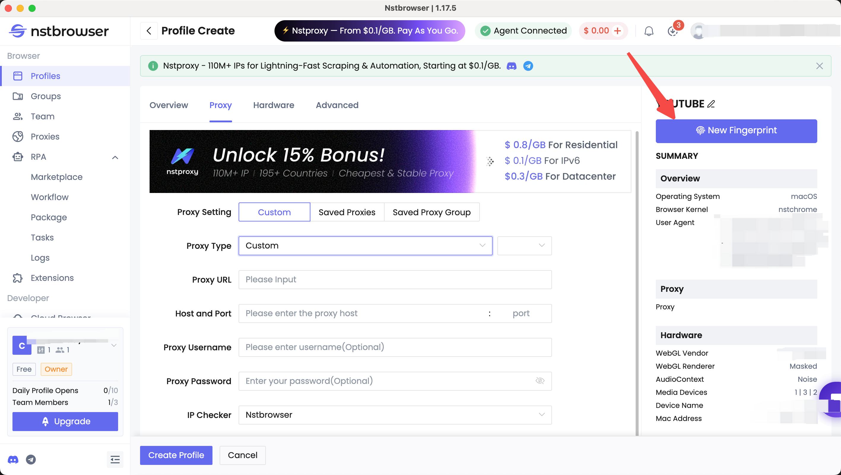 Customize Browser Fingerprint