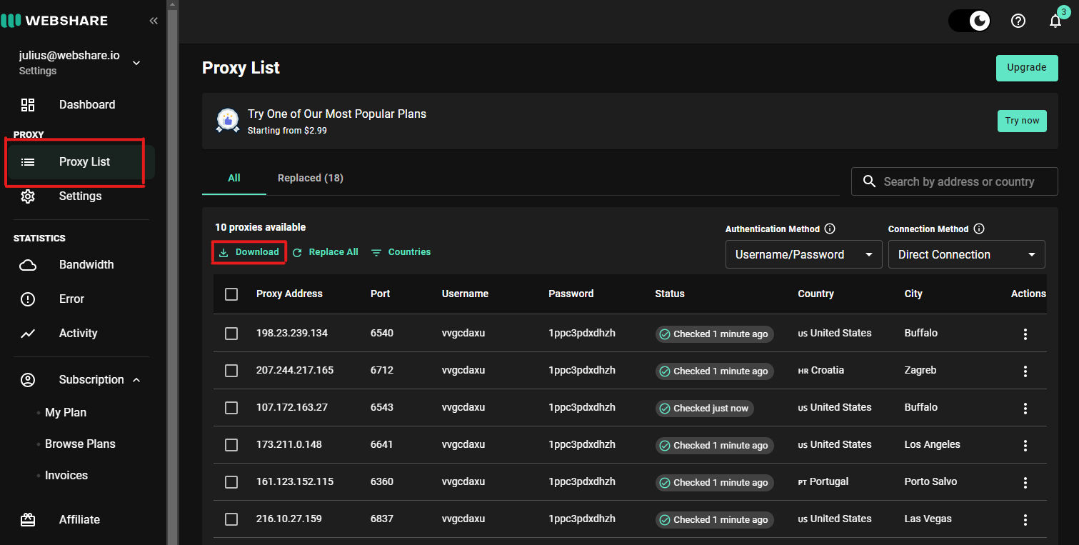 Set Up Webshare Proxies