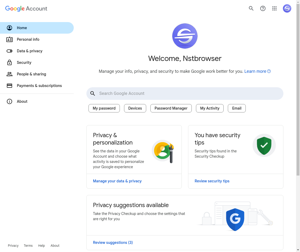 synchronize the Google account