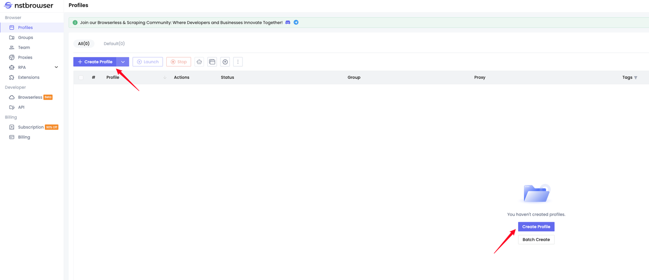 Create Profile