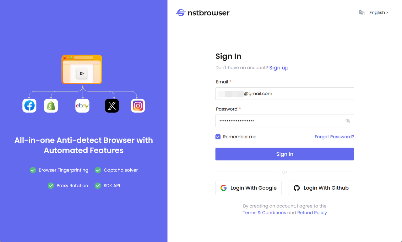 登录Nstbrowser
