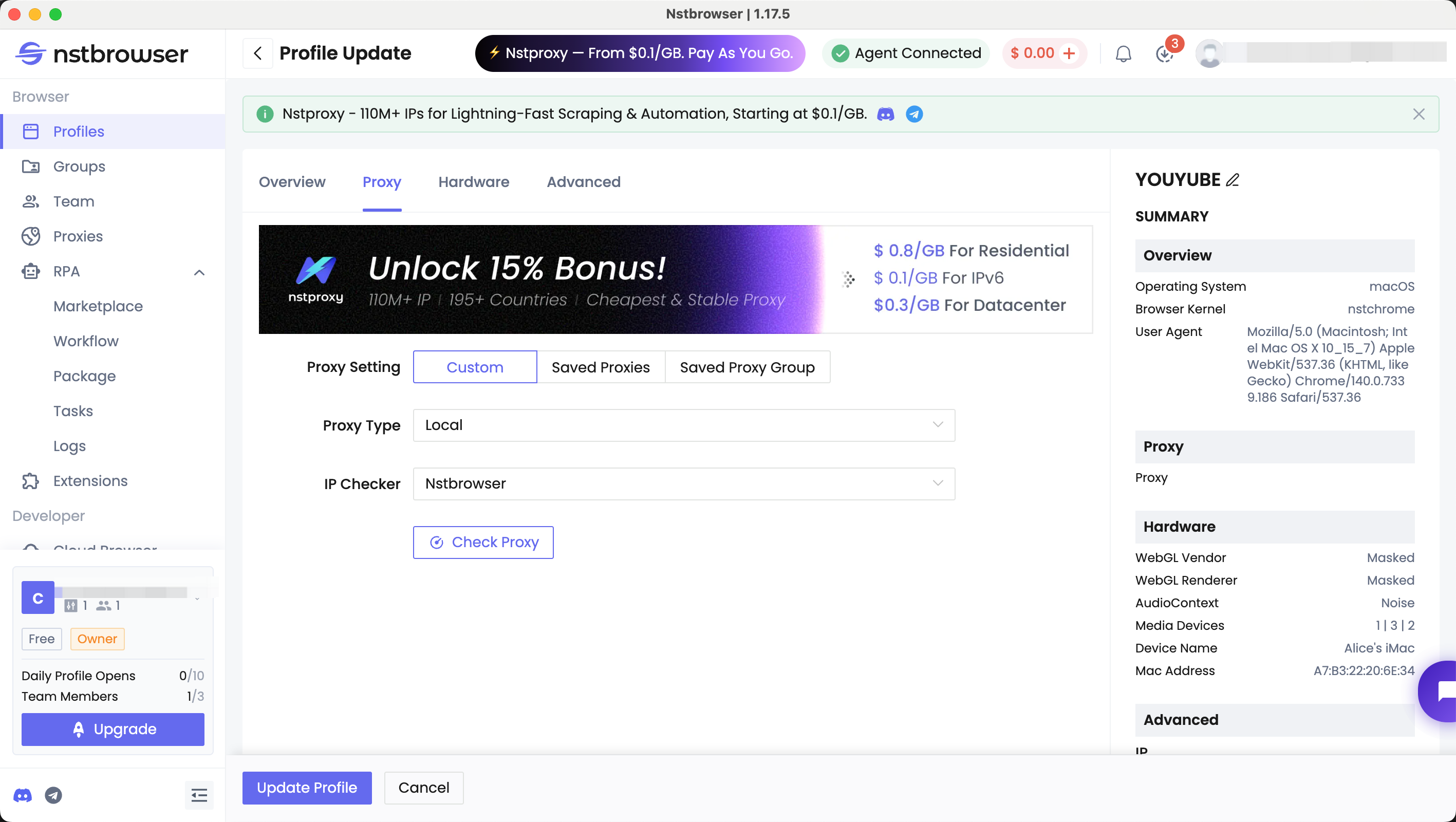 Use Nstbrowser with Configured Proxies